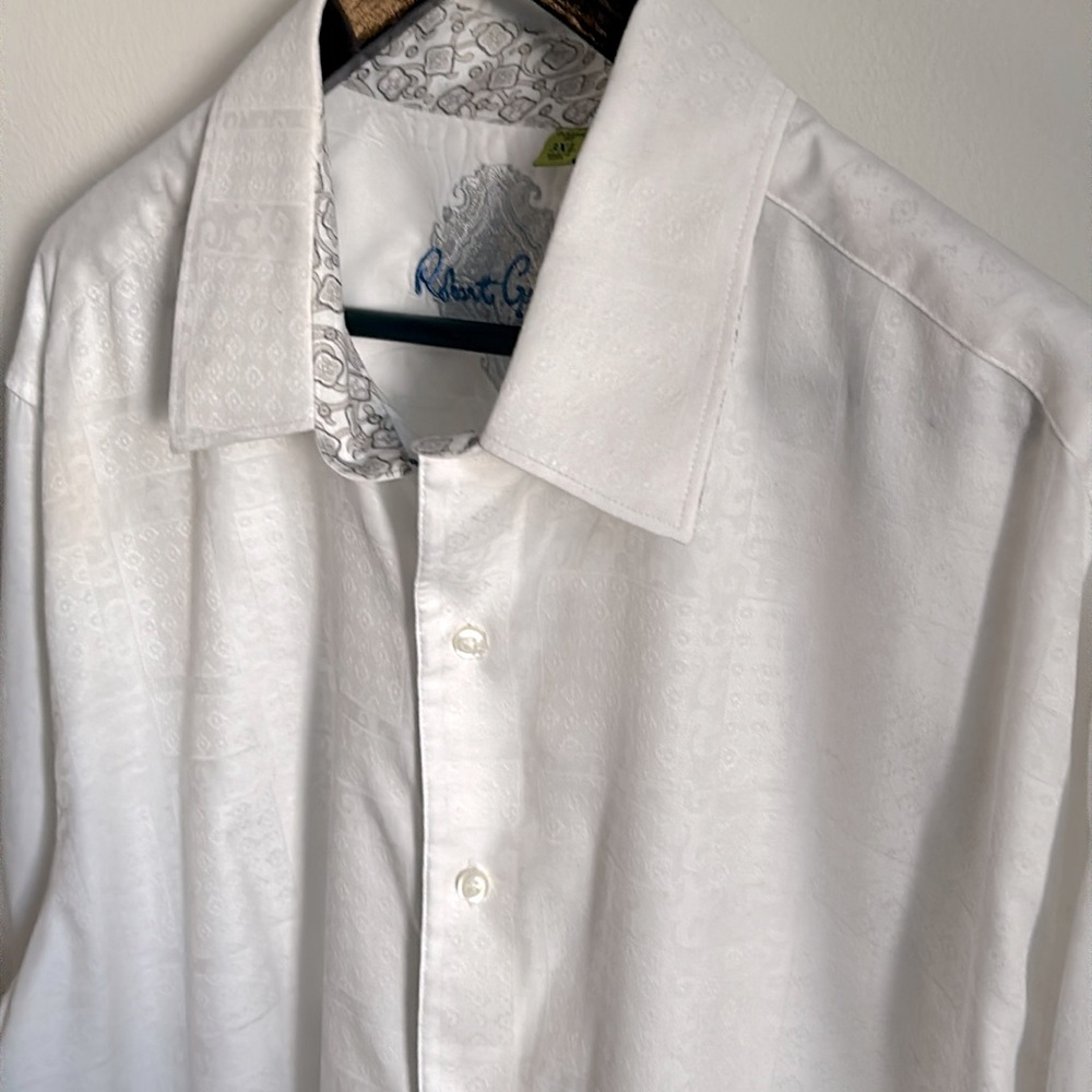 Robert Graham Windsor Signature Men’s 3XL Tiled Textured Crisp White Dress Shirt